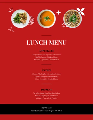 Free  Template: Menu de déjeuner avec des formes minimalistes rouges