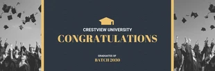 Free  Template: Black And Gold Simple Vintage Classic Congratulation Graduation Banner
