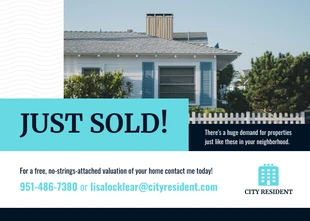 Free  Template: Postal Teal Real Estate Just Sold