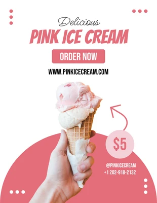 Free  Template: Volante de pedido de helado minimalista en blanco y rosa