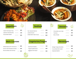Minimalist Green Restaurant Tri-fold Brochure - Página 2