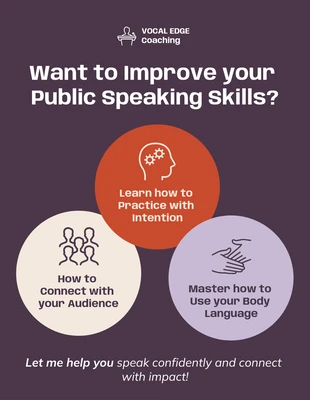 Free accessible Template: Modello di poster pubblicitario per coach di public speaking