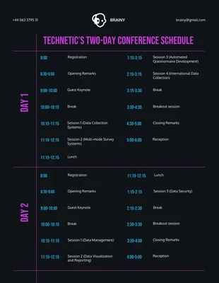 business  Template: Plantilla de horario de conferencias