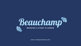 Free  Template: Tarjeta De Visita Planificador de eventos y bodas estético moderno azul marino y celeste