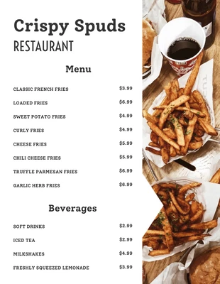 Free  Template: White Simple Restaurant Lunch Menu