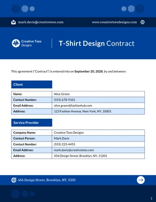 premium  Template: Plantilla de contrato de diseño de camisetas