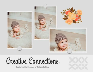 Free  Template: Colagem de bebê de conexões criativas de flor simples cinza