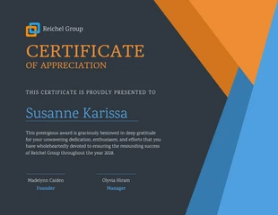 business  Template: Blue and Orange Geometric Appreciation Certificate