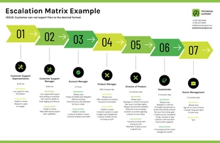 business  Template: Green Escalation Matrix Timeline Infographic