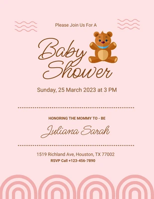 Free  Template: Baby Rosa Niedliche Illustration Baby Shower Flyer