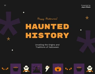 business  Template: Black Purple Haunted History Halloween Presentation