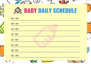 Free  Template: Modèle d'horaire journalier pour bébé, abstrait et moderne, en blanc