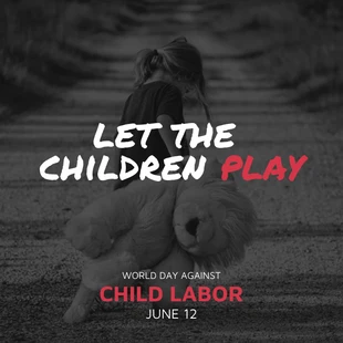 Free  Template: Publication Instagram de la Journée de sensibilisation au travail des enfants
