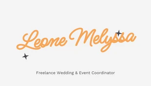 Free  Template: بطاقة عمل جمالية بسيطة باللون الرمادي الفاتح والبرتقالي لتنظيم حفلات الزفاف والمناسبات