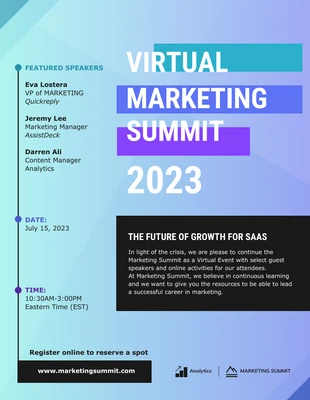 Free  Template: Virtual Marketing Summit Event Poster