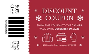 Free  Template: White And Maroon Modern Classic Illustration Christmas Coupons