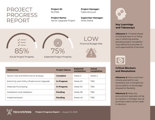 business  Template: Beige Project Status Progress Report