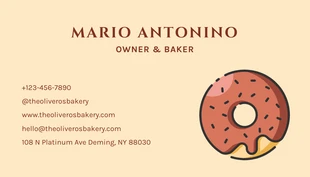 Brown And Yellow Simple Donut Illustration Bakery Business Card - Pagina 2