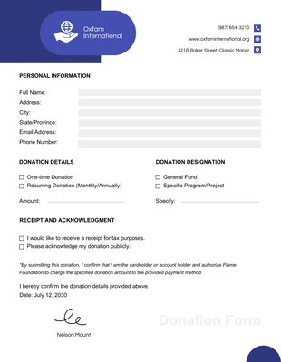 premium  Template: White and Blue Clean Simple Donation Form