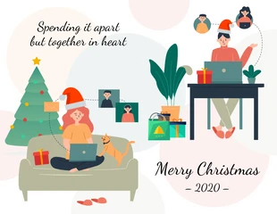 Free  Template: Cartão de Natal à distância social