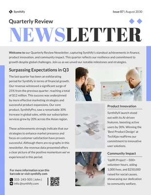 business  Template: Quarterly Review Newsletter