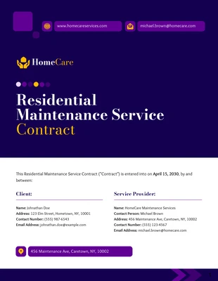 Free  Template: Plantilla de contrato de servicio de mantenimiento residencial