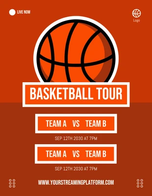 Free  Template: Orange Modern Basketball Tour Schedule Template