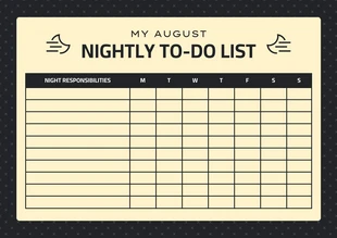 Free  Template: Modelo de agenda de lista de tarefas noturnas em preto e amarelo claro com padrão simples
