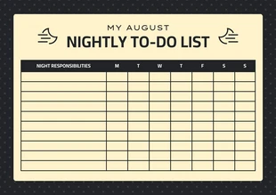 Free  Template: Schwarz und hellgelb einfaches muster nacht to-do-liste zeitplan vorlage