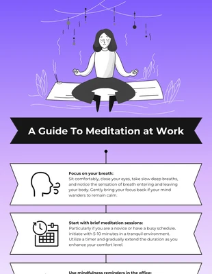 Free  Template: A Guide To Meditation at Work for Mental Health Poster