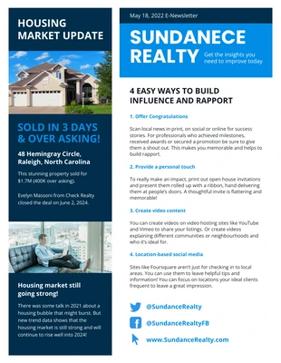 Free  Template: Newsletter électronique sur le marché du logement immobilier