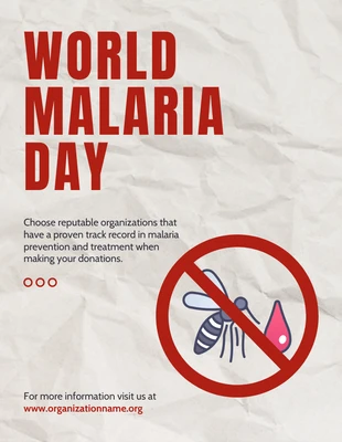 Free  Template: ملصق اليوم العالمي للملاريا باللون الرمادي الفاتح والملمس الحديث