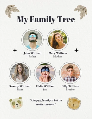 Light Grey Aesthetic Texture Illustration My Family Tree Poster