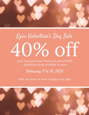 Free  Template: Blush Valentine's Day Promotions Sale Flyer
