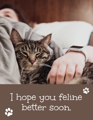Free  Template: Cute Cat Get Well Card