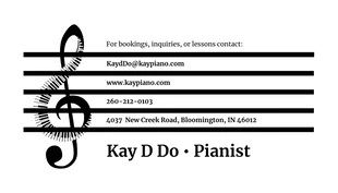 Minimalist White Pianist Business Card