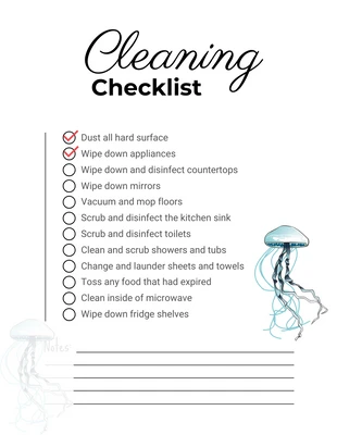 Free  Template: White Minimalist Illustration Cleaning Checklist