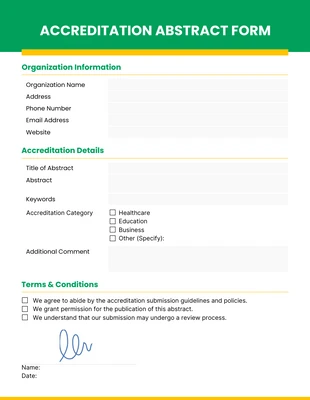 premium  Template: Formulário abstrato de credenciamento moderno verde amarelo