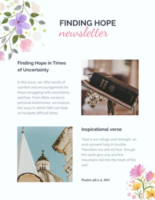 Free  Template: Grey and Green Watercolour Church Newsletter