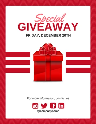 Free  Template: Red And White Giveaway Flyer