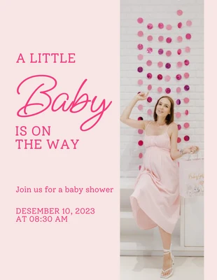 Free  Template: Folleto de Baby Shower moderno rosa bebé