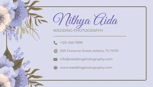 Lilac Elegant Aesthetic Wedding Photography Business Card - Página 2