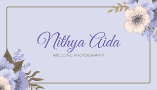 Free  Template: Cartão de visita de fotografia de casamento elegante e estético lilás