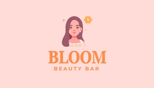 Free  Template: Rosa Pastell und Orange einfache Illustration Beauty Bar Visitenkarte