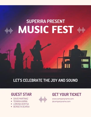 Free  Template: Cremefarbener Flyer zum Auftritt einer minimalistischen Musikfest-Band