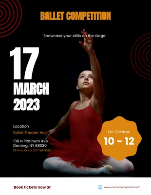 Free  Template: Concurso de Ballet Negro y Amarillo