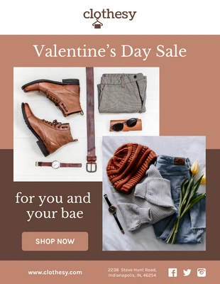 premium  Template: Newsletter via e-mail del marchio di abbigliamento per il giorno di San Valentino