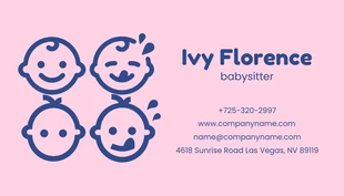 Navy And Baby Pink Minimalist Cute Illustration Babysitting Service Business Card - Página 2