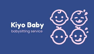 Free  Template: Navy And Baby Pink Minimalist Cute Illustration Babysitting Service Business Card
