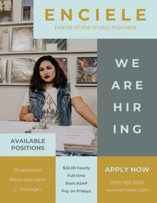 Free  Template: Grid Music Store Hiring Business Flyer